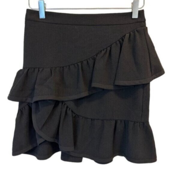 NWT I.R.O. | Mica Black Ruffle Layerd Mini Skirt Size Medium - Picture 3 of 12